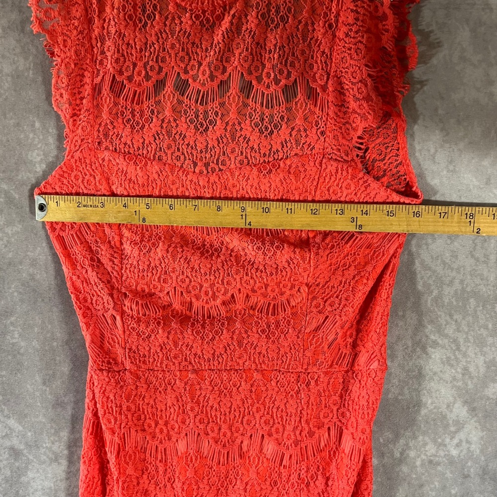 Free People Lace Sheath Dress Women Large Coral Open Back Sleeveless Boho NEW - Picture 4 of 8